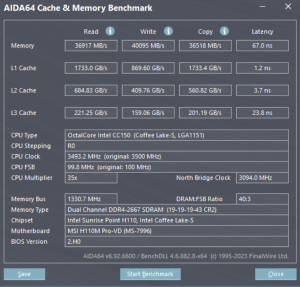 cc150 aida64 memory test AIDA64 — teste de memória do CC150 (DDR4‑2666)