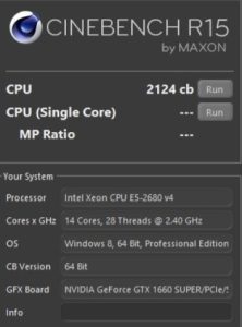 xeon e5 2680 v4 cinebench r15 1