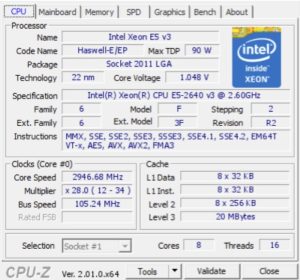 Xeon E5 2640 V3 bclk overclocked Exemplo de overclock de BCLK no E5‑2640 v3
