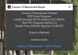 xeon e5 2640 v3 TBU corona 1 3 benchmark Benchmark Corona 1.3 no E5‑2640 v3 com TBU