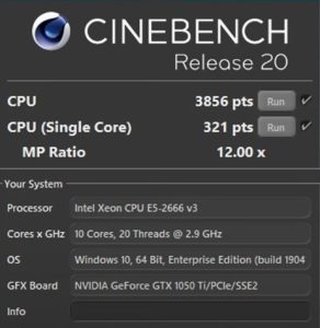xeon e5 2666 v3 TBU Cinebench R20 1
