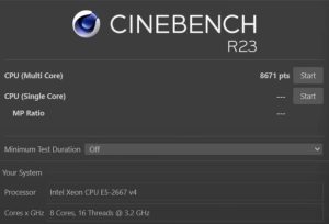 xeon e5 2667 v4 cinebench r23