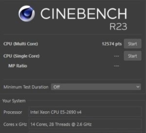 xeon e5 2690 v4 cinebench r23 1