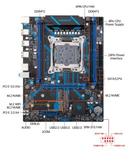 HUANANZHI X99 QD4 new revision ports layout fpanel 1