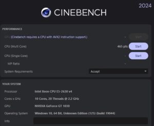 xeon e5 2630 v4 cinebench 2024 result 1