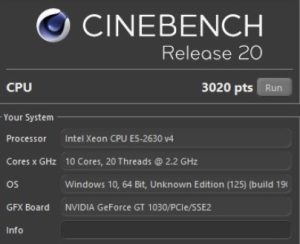 xeon e5 2630 v4 cinebench r20 result 1