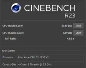 xeon e3 1230 v2 cinebench r23 benchmark 1