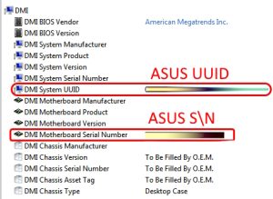 aida64 asus uuid s n