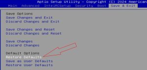 X99 BIOS Restore Defaults