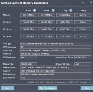 xeon e5 1650 v3 ram max overclock aida64