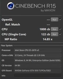 xeon e5 2670 v3 TBU cinebench r15