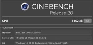 xeon e5 2697 v3 cinebench r20 tbu 1