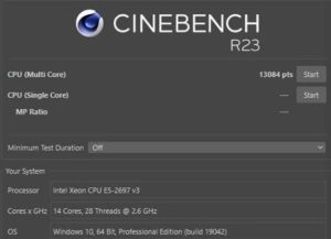 xeon e5 2697 v3 cinebench r23 tbu