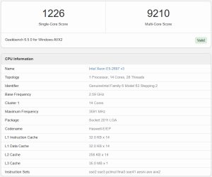 xeon e5 2697 v3 geekbench6 tbu