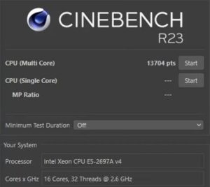 xeon e5 2697a cinebench r23