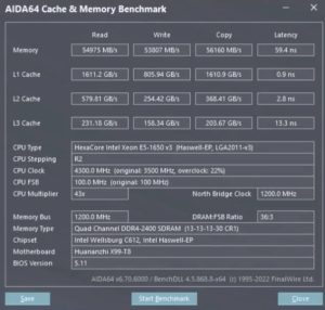 xeon e5 1650 v3 ram 2400 aida64 memtest