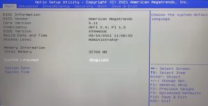 X99H BIOS main screen