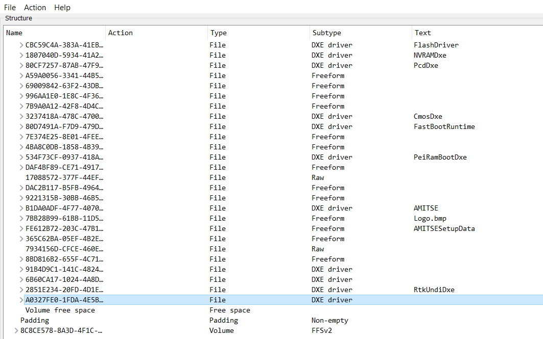 uefitool2 UEFITool: locating the branch that contains the DXE drivers