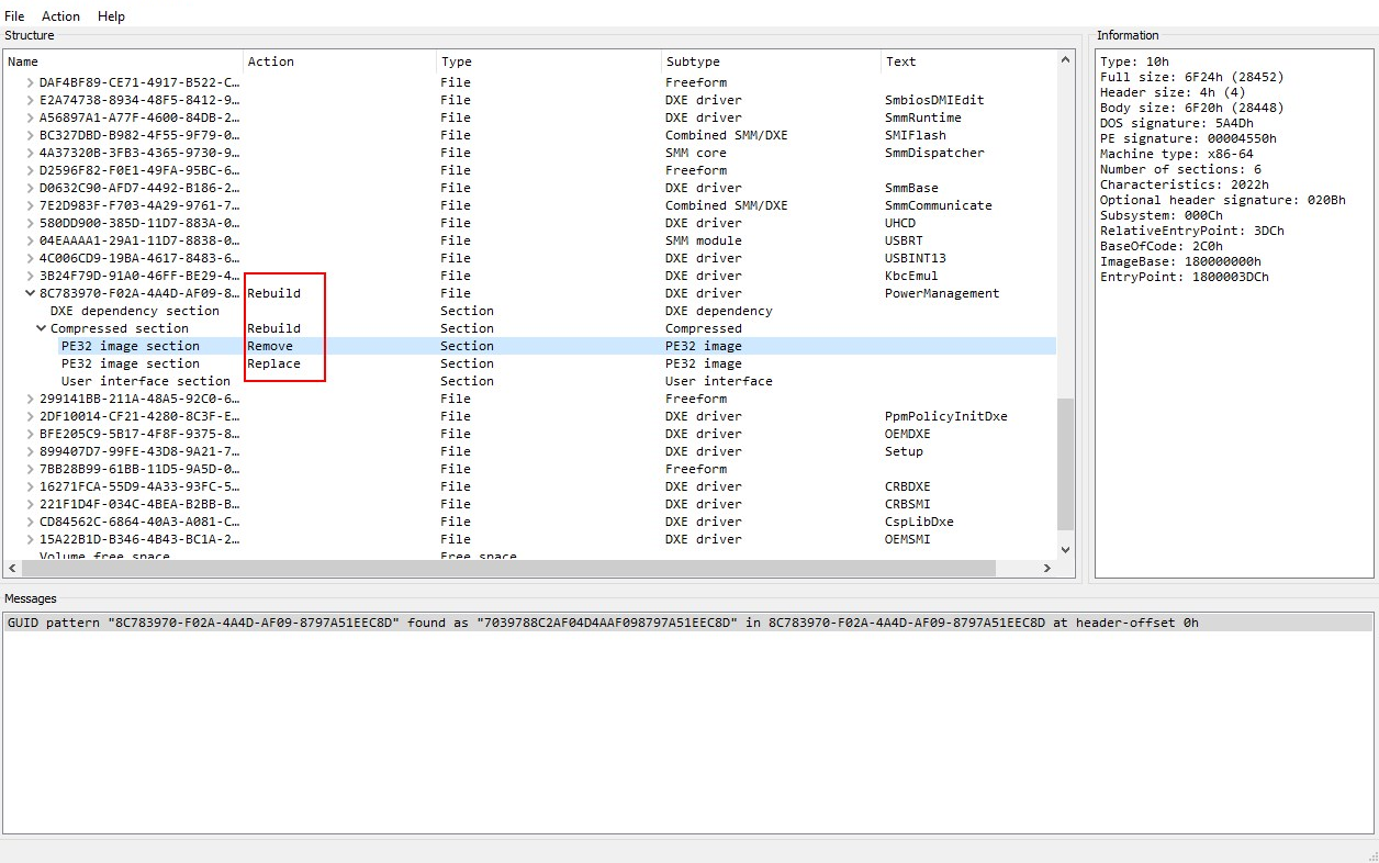 Rebase and Rebuild shown in the Action column