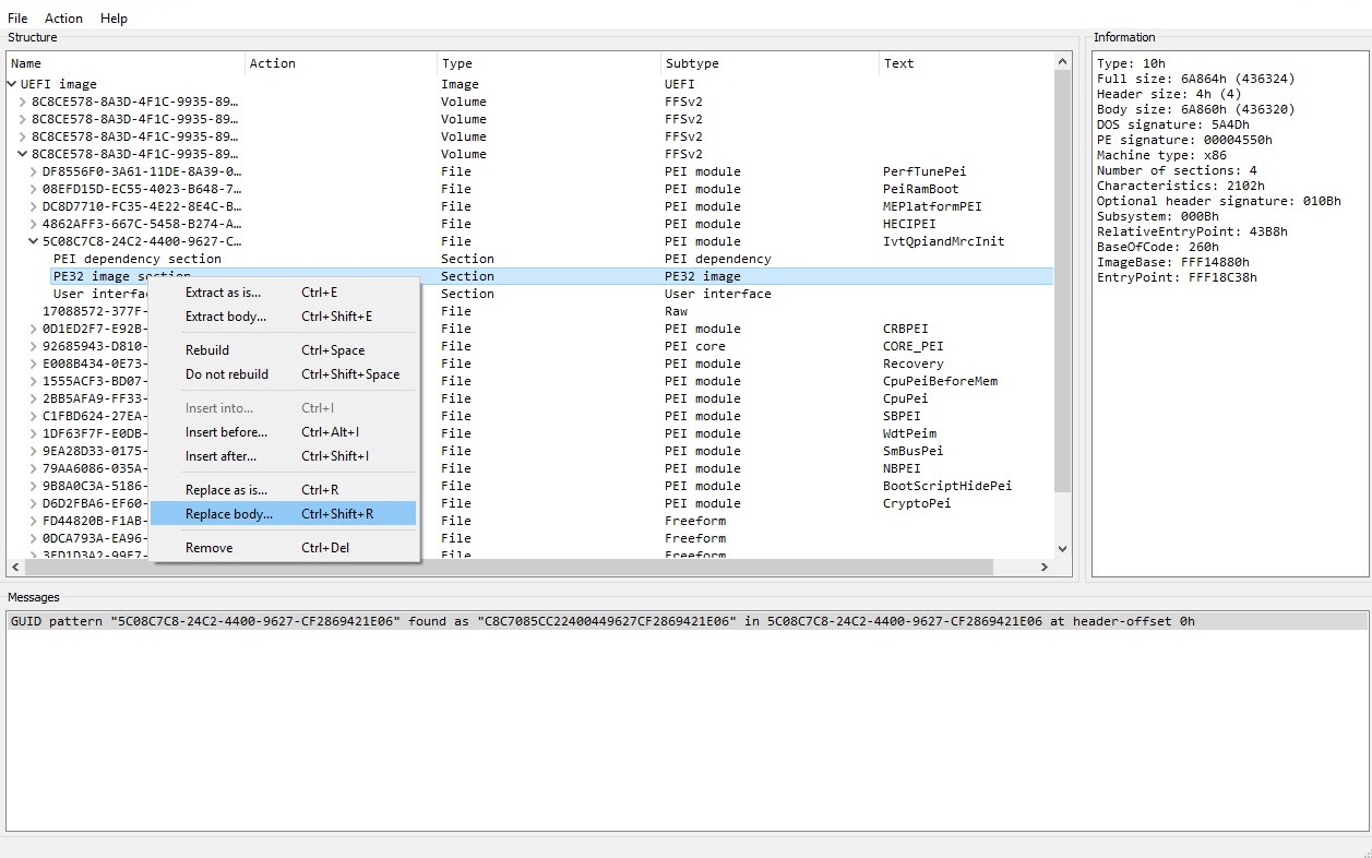 Replace body with the edited RAM file